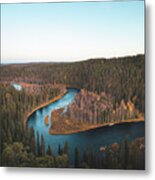 Bend In The Kitkajoki River In Oulanka National Park Metal Print