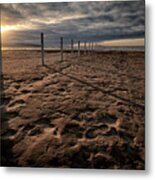 Benone Beach Posts Metal Print