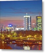 Beograd Skyscrapers And Sava River Evening View Metal Print
