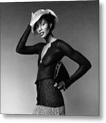 Beverly Johnson Wearing A Sheer Ribbed Pullove Metal Print