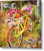 Bicycle With Flower Baskets #1 Metal Print