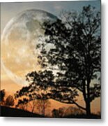Big Moon In Sunset Metal Print