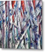 Birch Trees In Living Color Metal Print