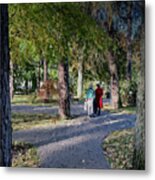 Birches Leaves Waltzes In The City Autumn Park /jurmala Metal Print