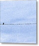Bird On A Wire In Dots Metal Print