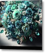 Birthstone Bouquet - Aquamarine Metal Print