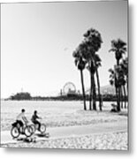 Black California Series - Bike Ride In Santa Monica Metal Print
