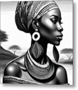 Black Woman Silhouette. Black Lives Matter . African American Woman, Jewelry Fashion Metal Print