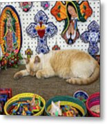 Blessed Kitty In El Mercado Metal Print