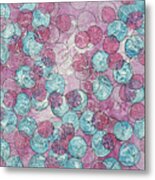 Blowing Bubbles In Pink And Blue Abstract Metal Print
