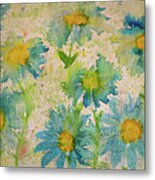 Blue And Yellow Daisies Metal Print