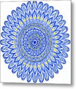 Blue And Yellow Flower Mandala Metal Print