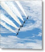 Blue Angels Flying Through The Clouds Metal Print