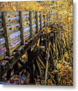 Blue Bird On The Autumn Trestle Creeper Trail Damascus Virginia Metal Print