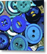 Blue Buttons Still Life Sewing Room Art Metal Print