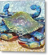 Blue Crab-pastel Colors Metal Print