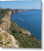 Blue Mediterranean Sea And Limestone Cliffs Metal Print