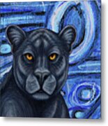 Blue Panther Abstract Metal Print