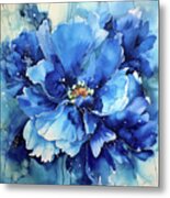 Big Blue Peony Flower 3 Metal Print