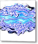 Blue Pisces March Zodiac Sign Metal Print