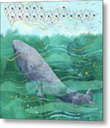 Blue Whale Song In The Emerald Ocean Metal Print