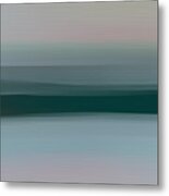 Blue White And Gray Abstract Coastal Landscape Painting Metal Print