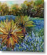 Bluebonnets And Yucca Metal Print