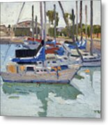 Boat Marina By U.s. Coast Guard Building - San Diego, California Metal Print