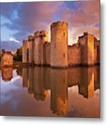 Bodiam Castle Sunset, Sussex, England Metal Print
