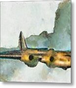 Bomber In Flight Metal Print