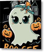 Boo Gee Cute Halloween Ghost Metal Print