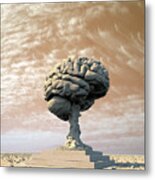 Brain Statue In Desert Metal Print
