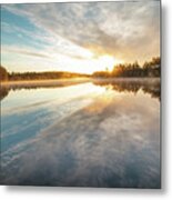 Breathtaking Sunrise At Lake Jatkonjarvi Metal Print