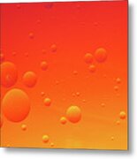 Bright Abstract, Red Background With Flying Bubbles Metal Print