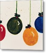 Bright Holly Berry Christmas Balls Metal Print
