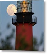 Bright Jupiter Lighthouse Moonrise May 2023 Metal Print