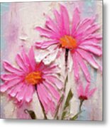 Bright Pink Daisies Metal Print