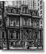 Broad Street Philadelphia - The Union League Building In Black A Metal Print