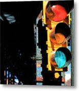 Broadway Traffic Signal Under Manhattan Valley 1 Train Viaduct Metal Print