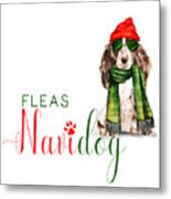 Brown Cocker Spaniel Dog Breed Funny Fleas Navidog Christmas Metal Print