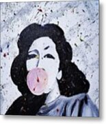 Bubble Gum Girl Metal Print