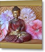 Buddha And Flowers Metal Print