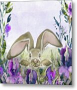 Bunny In Iris Fields Metal Print