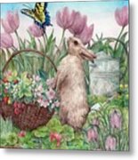 Bunny In Spring Garden Metal Print