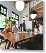 Business People Watching A Presentation On The Whiteboard Metal Print