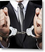 Businessman Hand Cuffed (mid Section) Metal Print