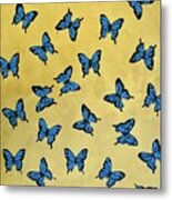 Butterfly Gold Background Metal Print