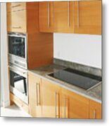 Cabinets, Counters And Stove In Modern Kitchen Metal Print