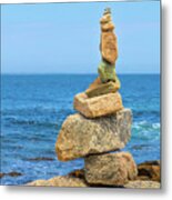 Cairn By The Sea Metal Print