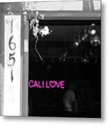 Cali Love Neon Sign In Darkened Bar Hot Pink Selective Coloring Metal Print